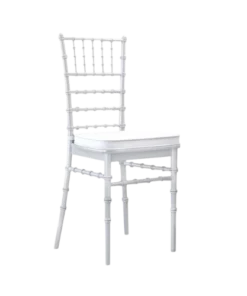 Tiffany/ Chiavari Stuhl mit weissem Sitzpolster zum Mieten