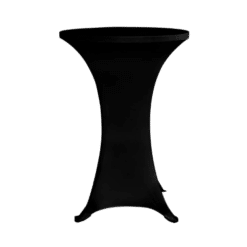 Stehtisch easy white mit Stretchhusse schwarz zum Mieten