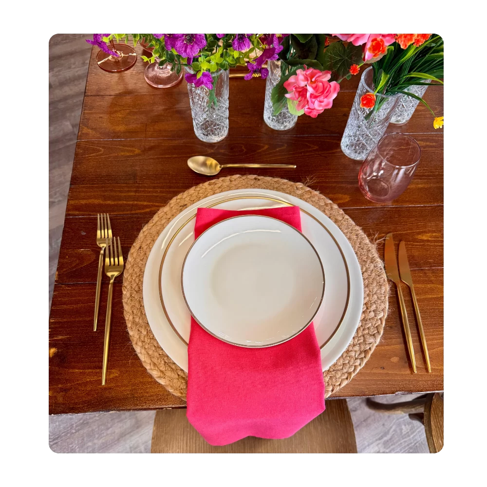 Serviette Fuchsia - Leinen/Baumwolle zum Mieten (Bild 1)