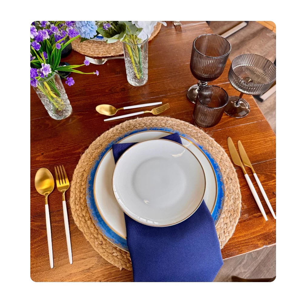 Serviette Navy Blue - Gesponnenes Polyester zum Mieten (Bild 1)