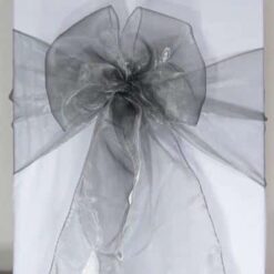 Organza Schleifenband silber zum Mieten